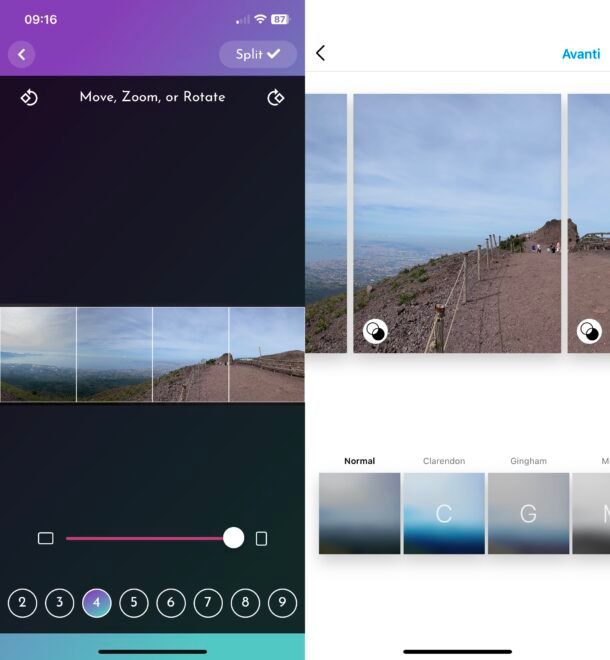 Postare foto panoramiche su Instagram iPhone