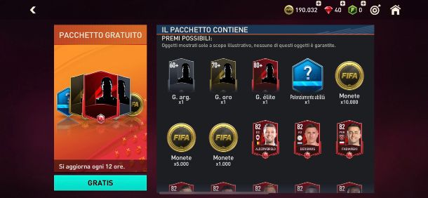 FIFA Mobile, aprire pacchetto gratis