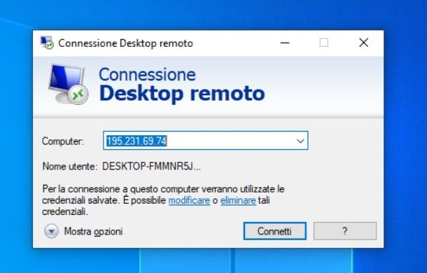 Aruba Cloud accesso desktop remoto