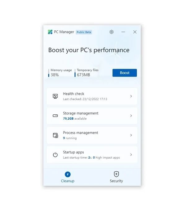Applicazione PC Manager per Windows 11