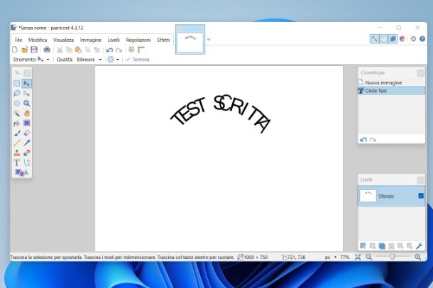 Come curvare una scritta con Paint