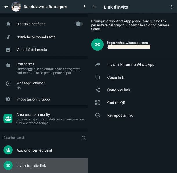 Creazione link Gruppo Whatsapp