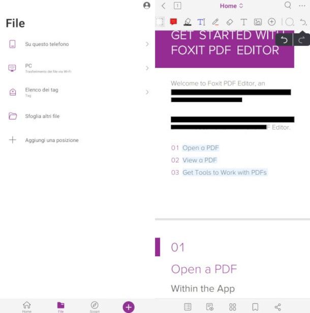 app Foxit strumenti di modifica PDF