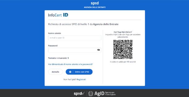 SPID, accesso con QR code