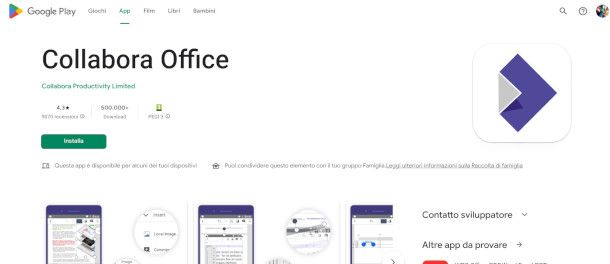 download app Collabora Office su Chromebook da Google Play Store