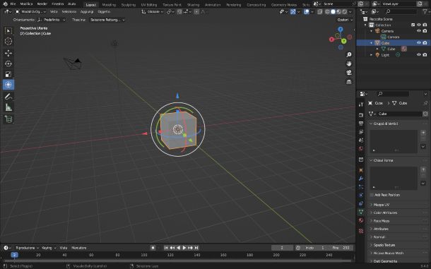 Blender, comando Trasforma