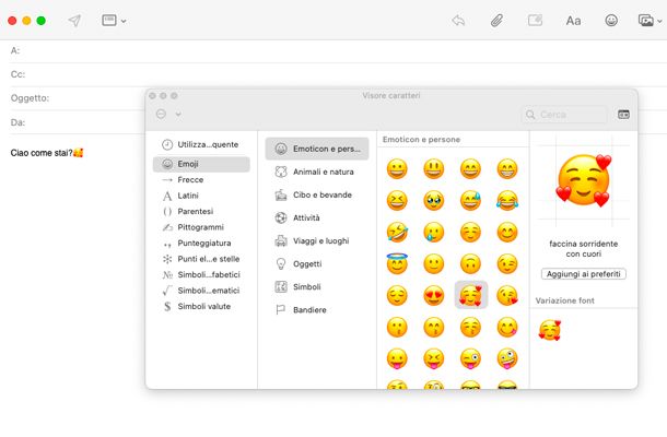 Come inserire emoticon nelle mail