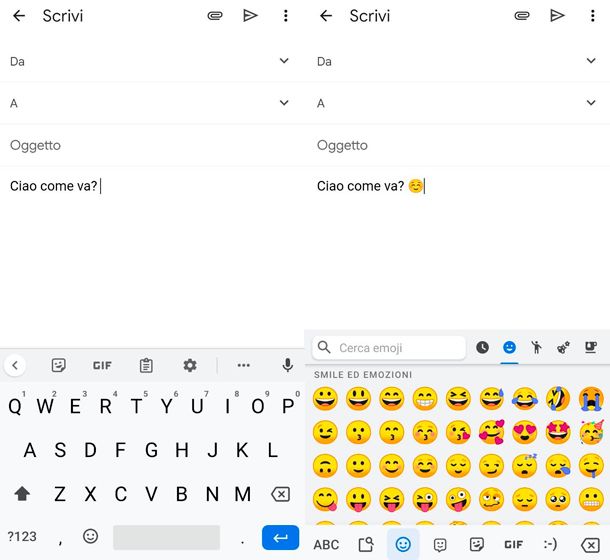 Come inserire emoticon nelle mail