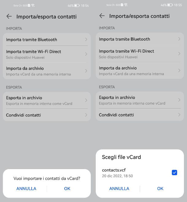 Come importare contatti da Google su Huawei