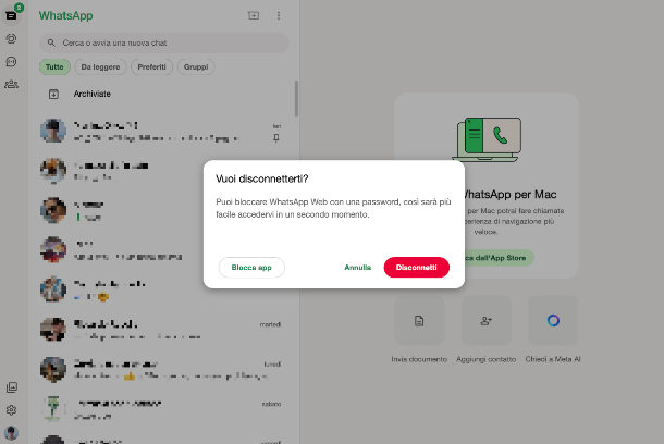 WhatsApp Web disconnessione