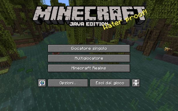 Minecraft Java schermata di avvio