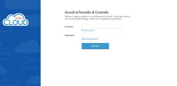 Accesso al Pannello di controllo Aruba Cloud