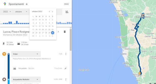accesso alla funzione Spostamenti su Google Maps da PC