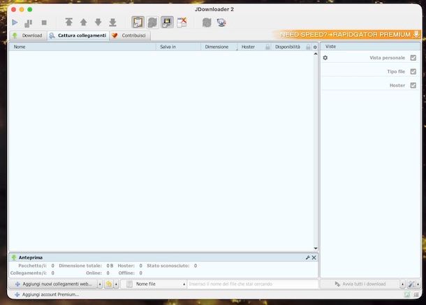 JDownloader italiano collegamenti