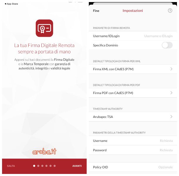 Aruba Firma Digitale applicazione smartphone