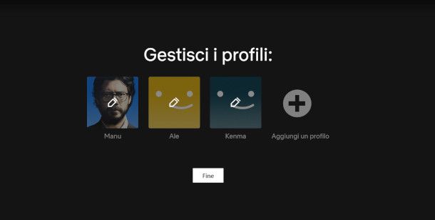 schermata scelta del profilo sito Netflix