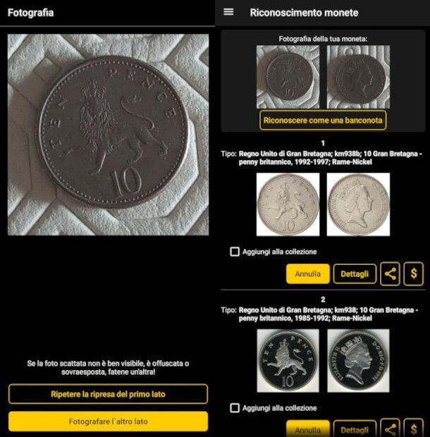 riconoscimento monete con app Maktun