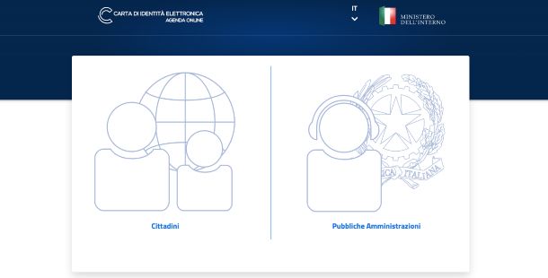 CIE, home page prenotazioni