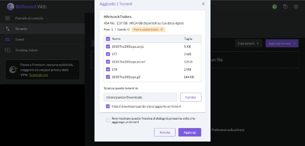 BitTorrent aggiungi file