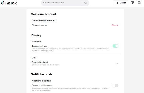 TikTok Controllo genitori PC
