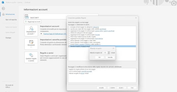 impostazione regola mail in uscita su client Outlook per Windows