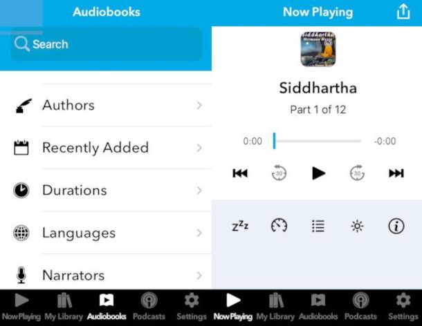funzionalità principali app Audiobooks per iPhone/iPad