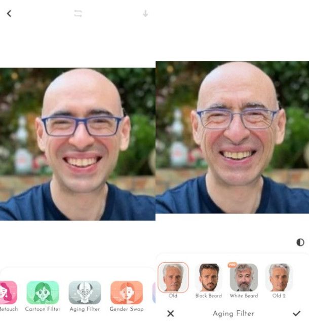 invecchiare il soggetto di una foto con app FaceTrix