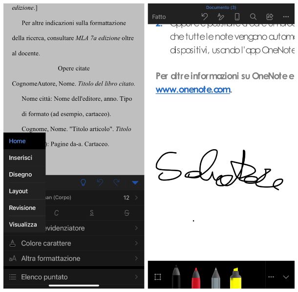 Microsoft Word app, come firmare