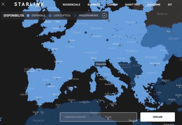 Disponibilità di Starlink