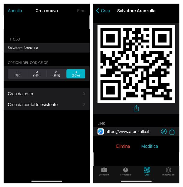 Codice QR e codice a barre App per iOS