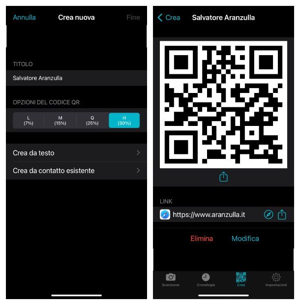 Codice QR e codice a barre App per iOS