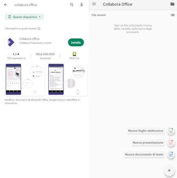download app Collabora Office da Google Play Store su smartphone Android