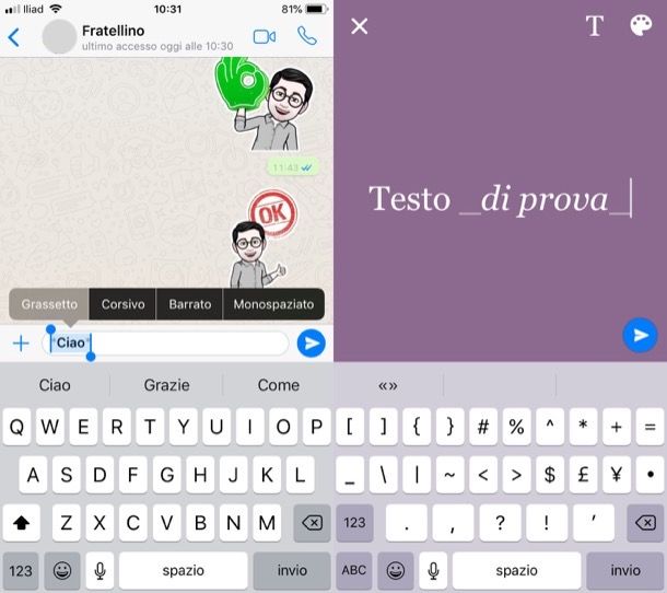 Come cambiare carattere di scrittura su WhatsApp