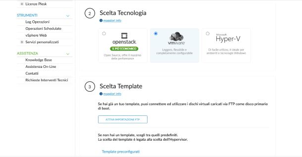 Aruba Cloud Pro, scelta taglia