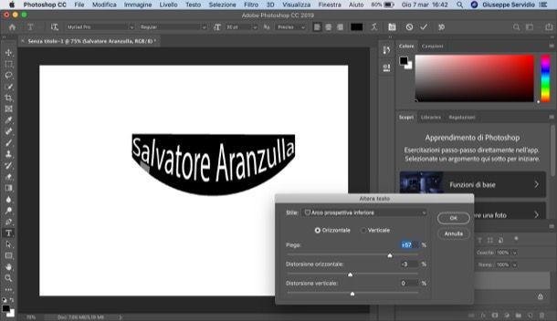 Come curvare una scritta su Photoshop