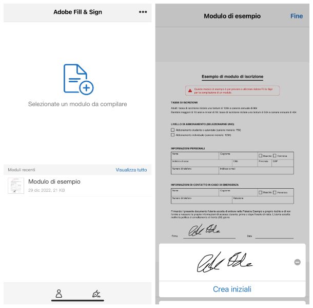 Adobe Fill & Sign per iPhone