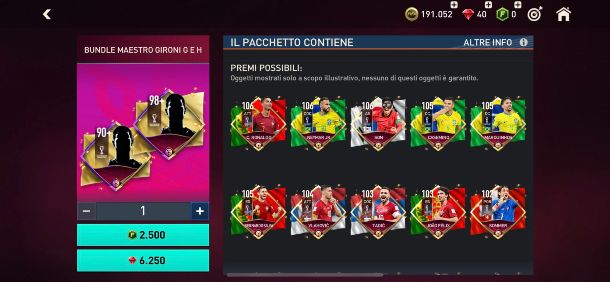 FIFA Mobile, acquisto pacchetto