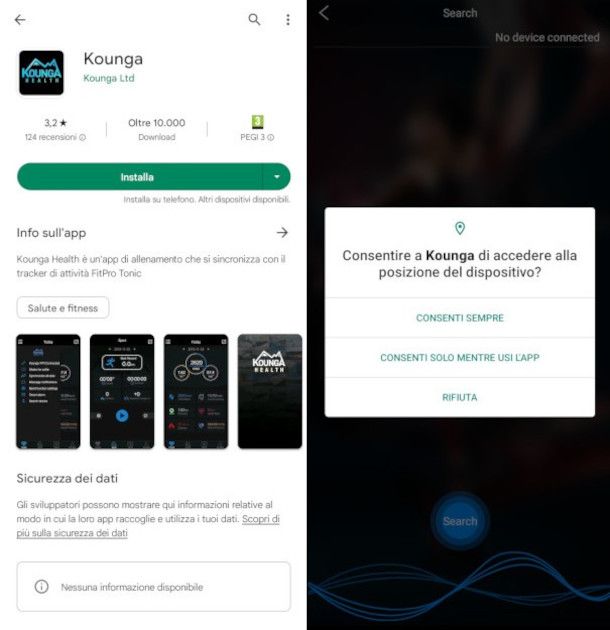 download e installazione app Kounga su Android
