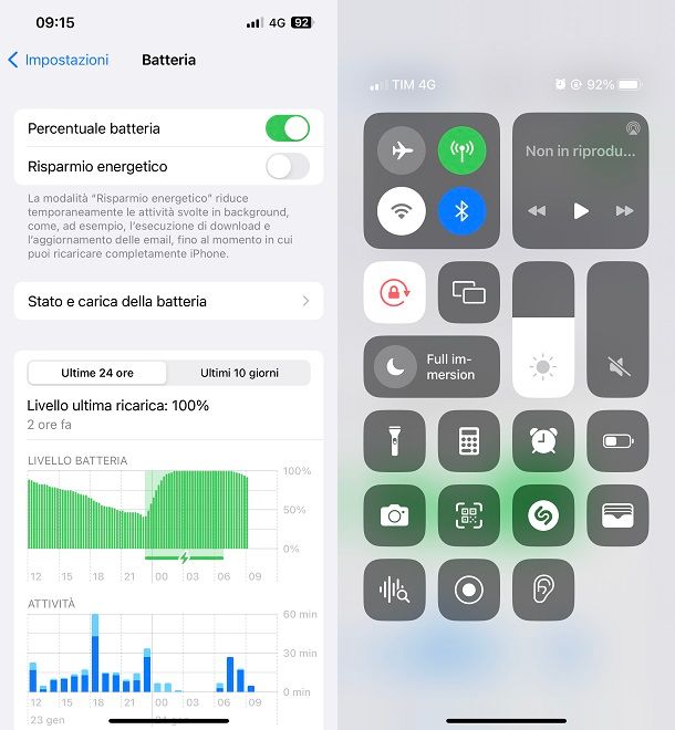 Come si mette la percentuale della batteria su iOS 16