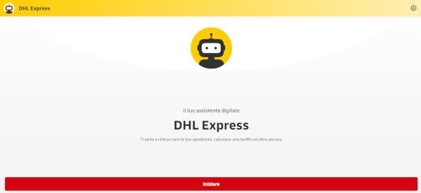 accesso alla funzione chat sul sito di DHL