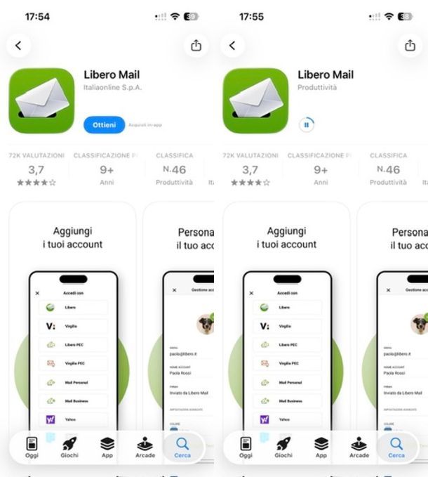 Reinstallare l'app