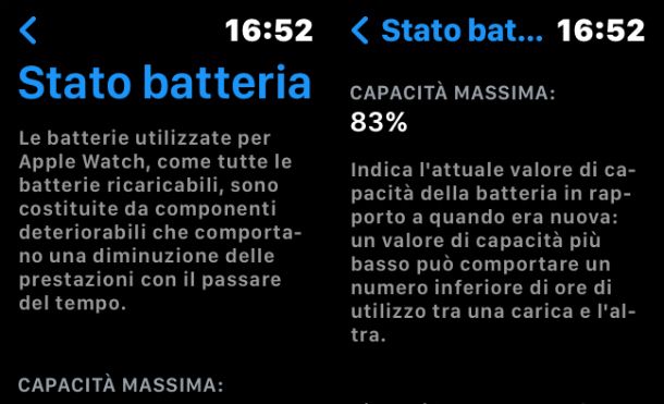 Stato batteria Apple Watch