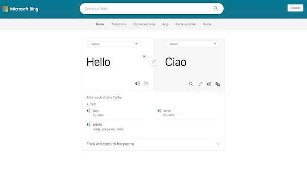 Microsoft Bing Traduttore