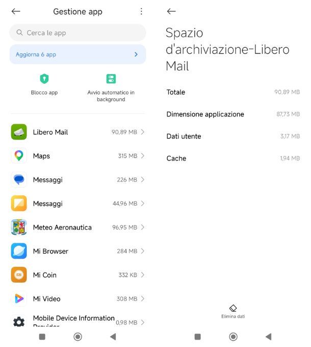 Cancellare cache