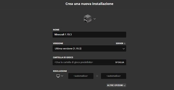 Installazione Ultima Versione Minecraft Java Edition