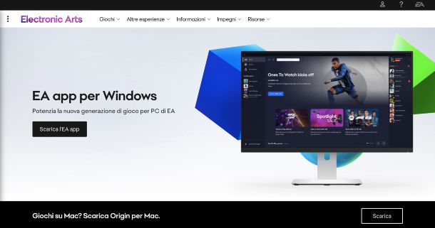 EA app pagina di download