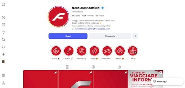 Instagram LeFrecce Trenitalia