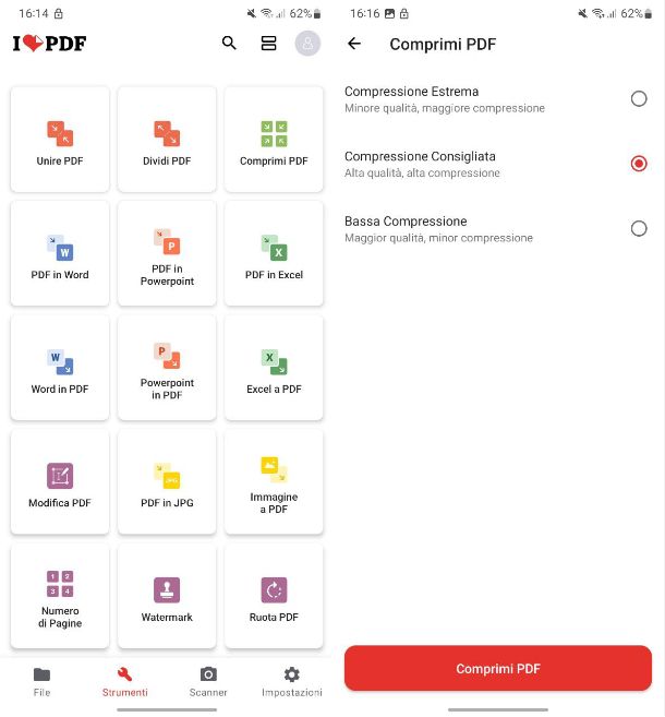 Come ridurre dimensioni PDF Android