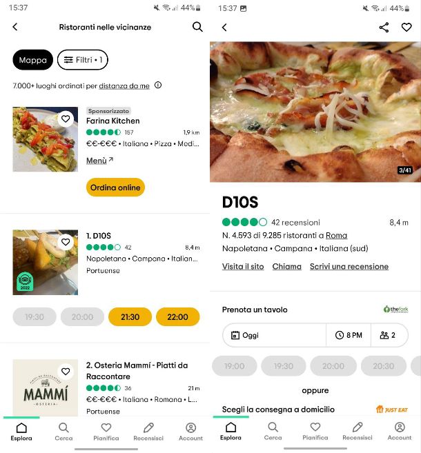 Altre app per ristoranti