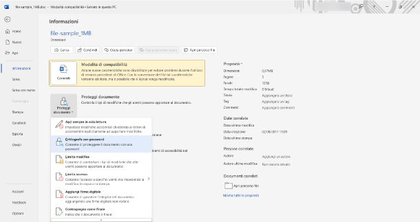 Come proteggere file Word con password